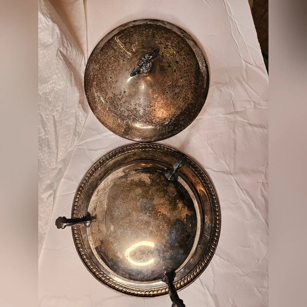 Vintage Silver Plated Serving Dish with Lid Silv 1158 Antique